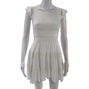 Ella Moss Childrens Girls Eyelet Short Sleeves A Line Dress White Size 12